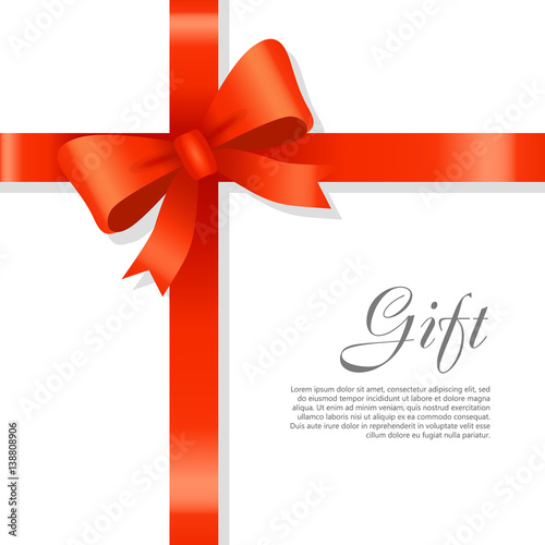 Gift. Red Wide Ribbon. Bright Bow with Two Petals