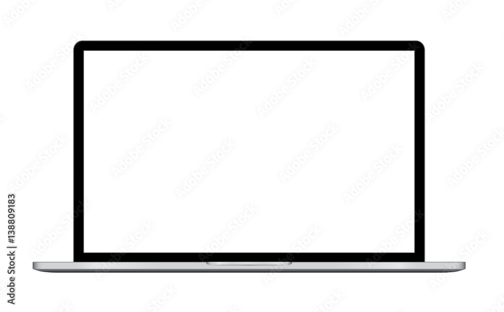 Laptop illustration with blank screen isolated on white background, aluminium body. Laptop illustration with blank screen isolated on white background, aluminium body.