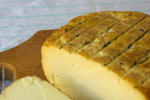 head of traditional Adygei cheese handmade