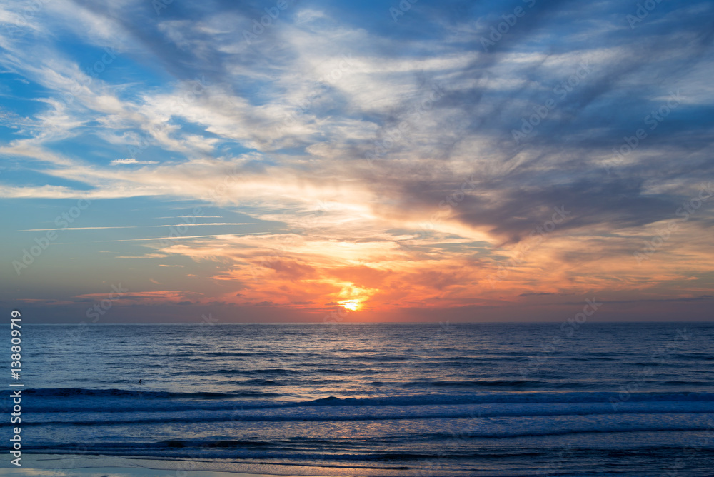Fototapeta premium Atlantic ocean sunset, Lacanau France