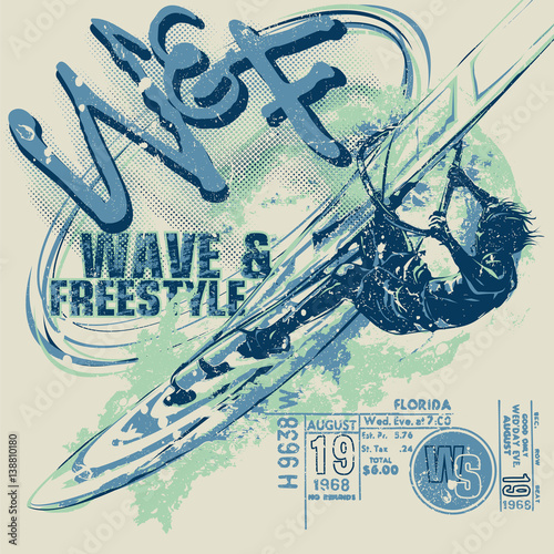 Windsurfer with ticket graphics