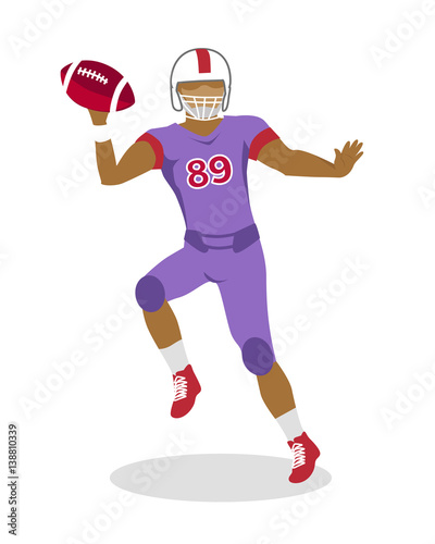 American Football Player in Jumping with Ball