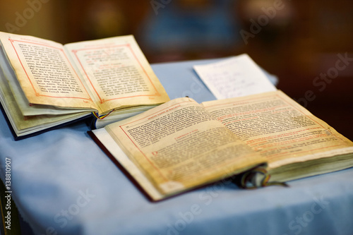 Two old bibles on wedding ceremony