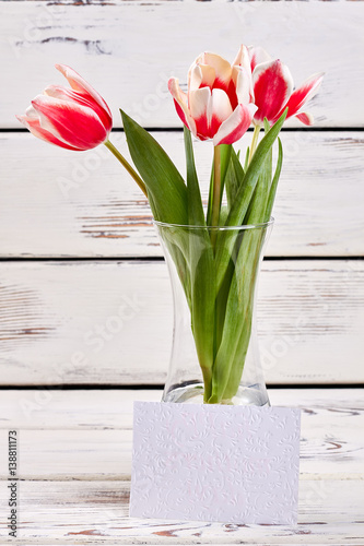 Flowers in vase and card. Good morning to you.