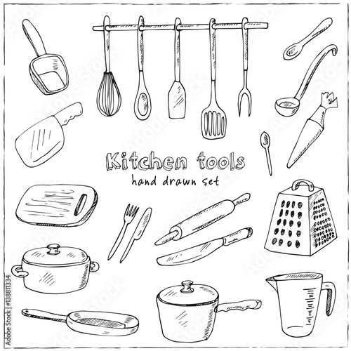 Doodle Kitchen tool collection - vector illustration