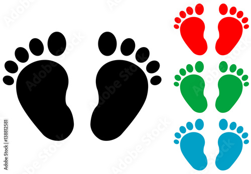 Icono plano pies de bebé varios colores