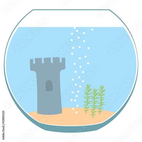 Fishbowl aquarium with castle