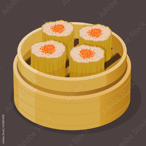 Chinese Dim Sum Steamed Shumai With Fish Roe