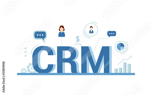 Organization of data on work with clients, CRM concept. Customer Relationship Management vector illustration.