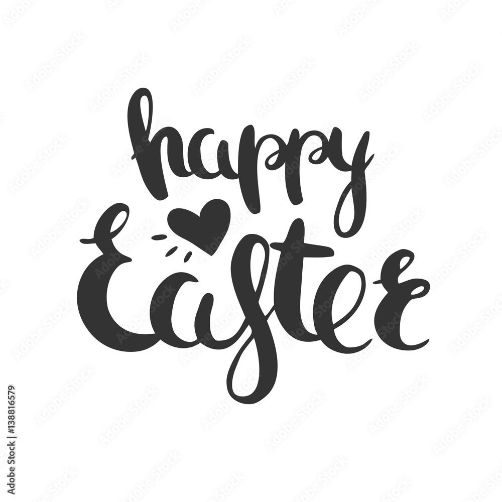 Happy Easter. Hand drawn vector lettering with Easter greetings isolated on white. Happy Easter. Hand drawn vector lettering with Easter greetings isolated on white.