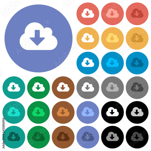 Cloud download round flat multi colored icons