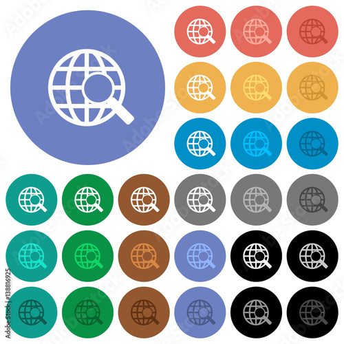 Web search round flat multi colored icons