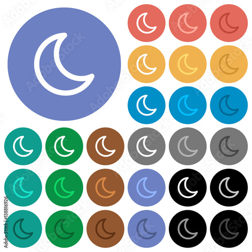 Moon shape round flat multi colored icons