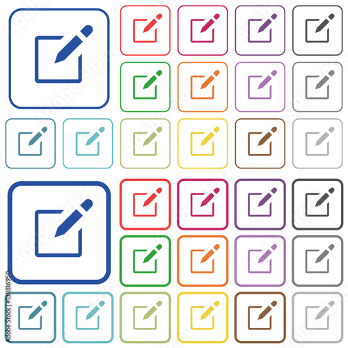 Editbox with pencil outlined flat color icons
