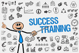 Success Training / Mann mit Symbole