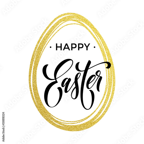 Happy Easter gold egg paschal greeting