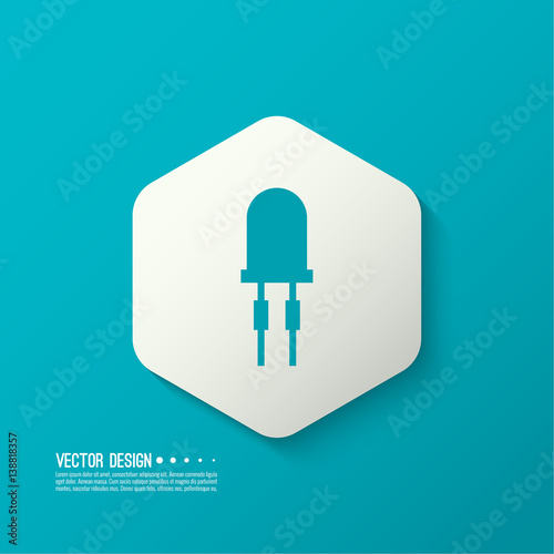 Vector illustration of light-emitting diode.  LED energy saving bulb. The trace element of the electronic device. Icon
