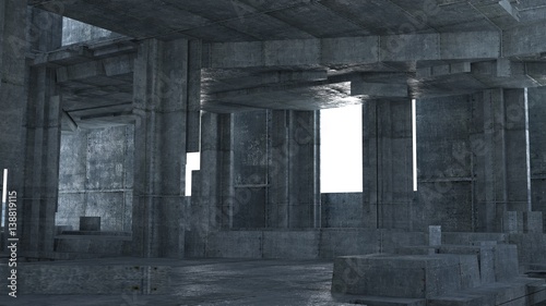Wallpaper Mural Abstract industrial concrete space with columns, 3 d render Torontodigital.ca
