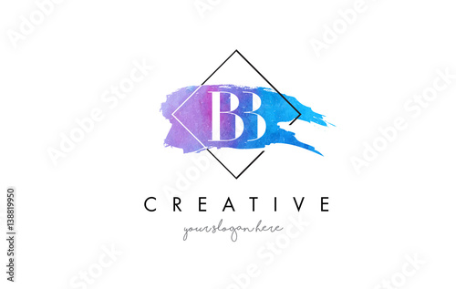 BB Artistic Watercolor Letter Brush Logo.