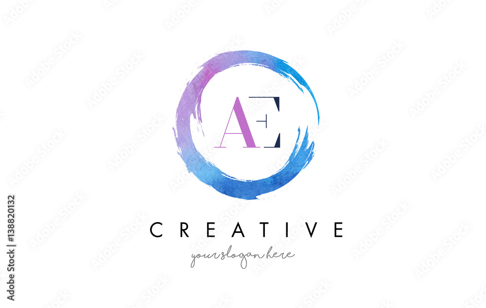 AE Letter Logo Circular Purple Splash Brush Concept. AE Letter Logo Circular Purple Splash Brush Concept.