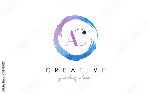 AC Letter Logo Circular Purple Splash Brush Concept.