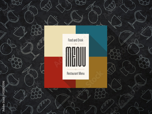 Restaurant menu design. Vector menu brochure template for cafe, coffee house, restaurant, bar. Food and drinks logotype symbol design