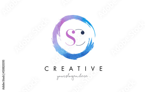 SC Letter Logo Circular Purple Splash Brush Concept.