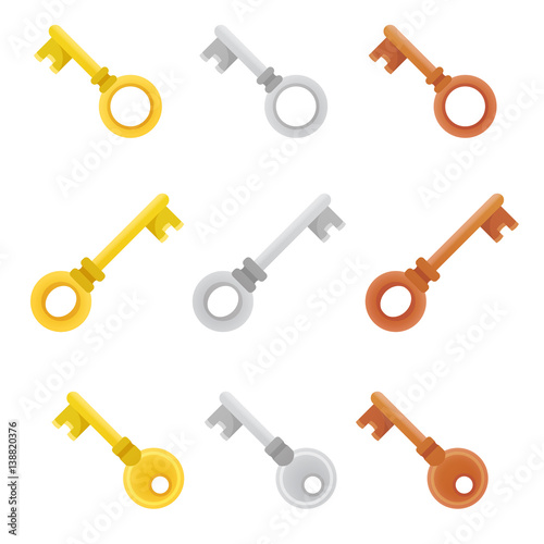 Colorful set of vector keys. icons Bright and stylish elements for your design.