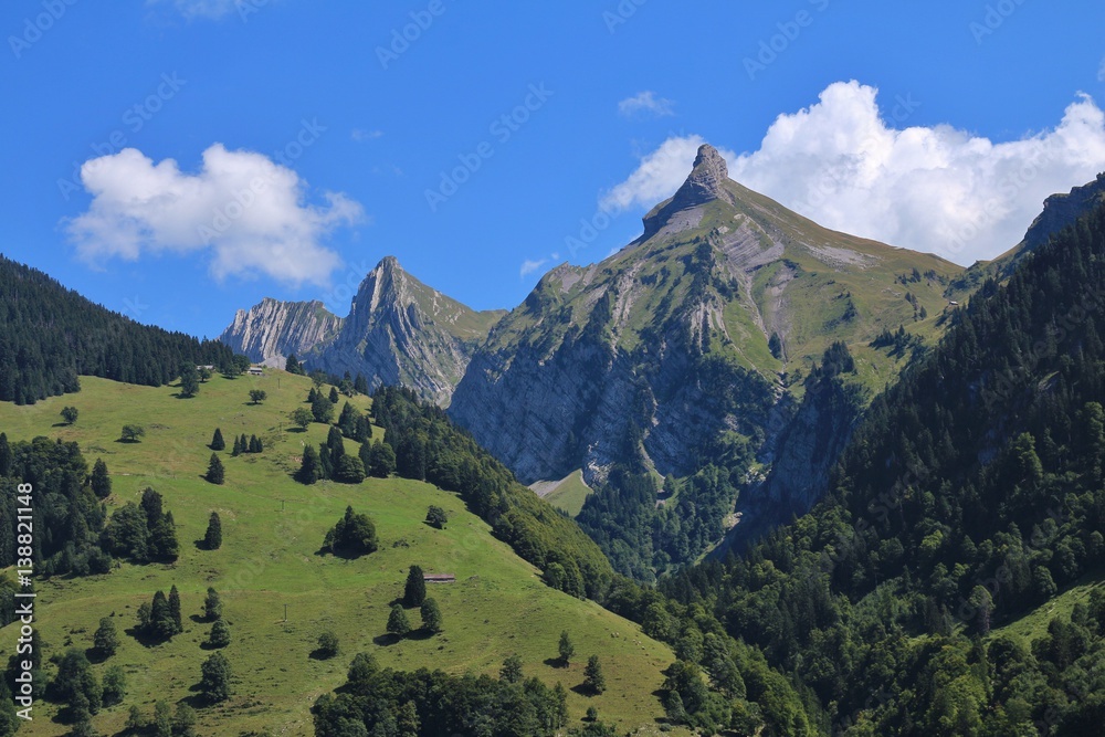Fototapeta premium Schijen, mountain in Schwyz Canton, Swiss Alps