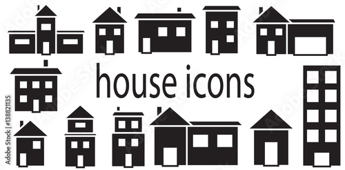 Set of houses icons vector isolated in white background.