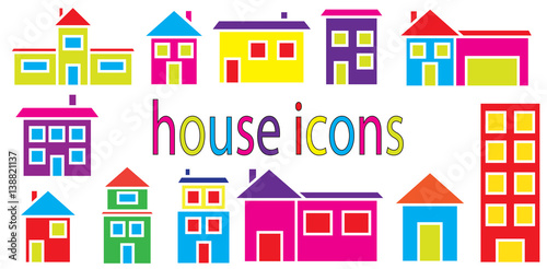 Set of houses icons vector isolated in white background.