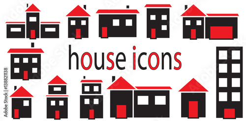 Set of houses icons vector isolated in white background.