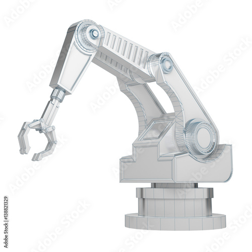 robotic arm isolated on white 3d rendering