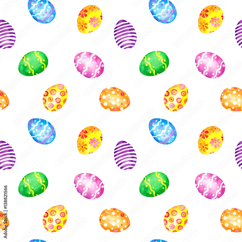 Easter eggs. Seamless pattern. Watercolor Easter eggs. Seamless pattern. Watercolor
