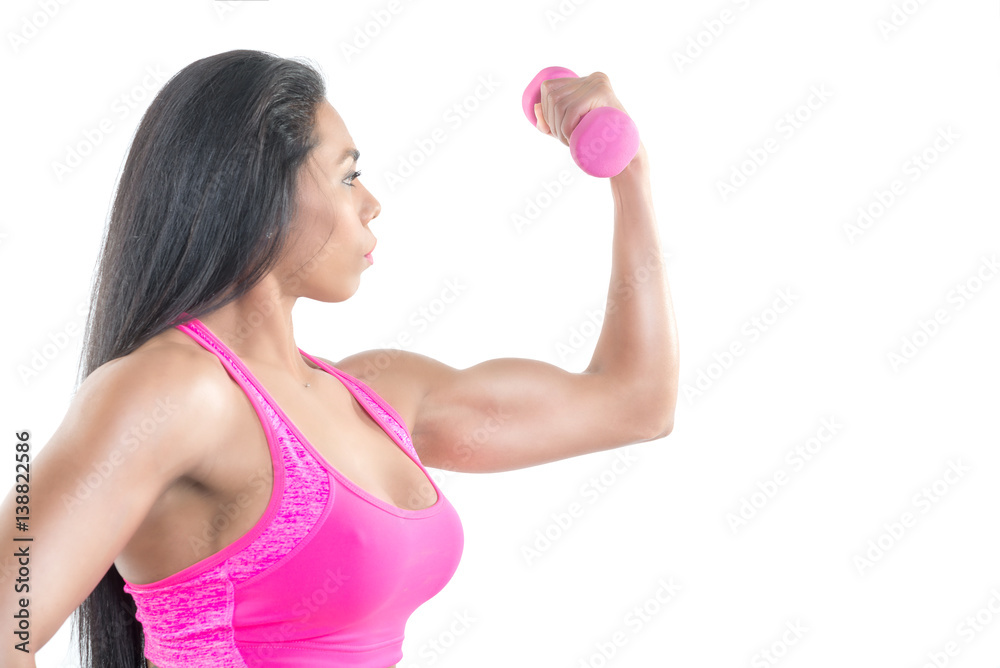 Beautiful girl and gym equipment Beautiful girl and gym equipment