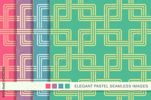 Seamless pastel background set square chain geometry
