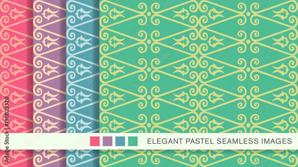 Seamless pastel background set curve spiral cross check frame Seamless pastel background set curve spiral cross check frame