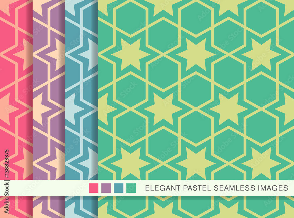 Seamless pastel background set polygon cross frame star Seamless pastel background set polygon cross frame star