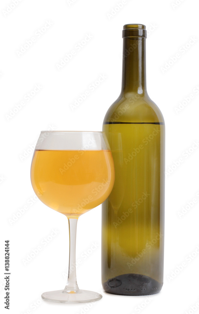 Glass and bottle wine on white background Glass and bottle wine on white background