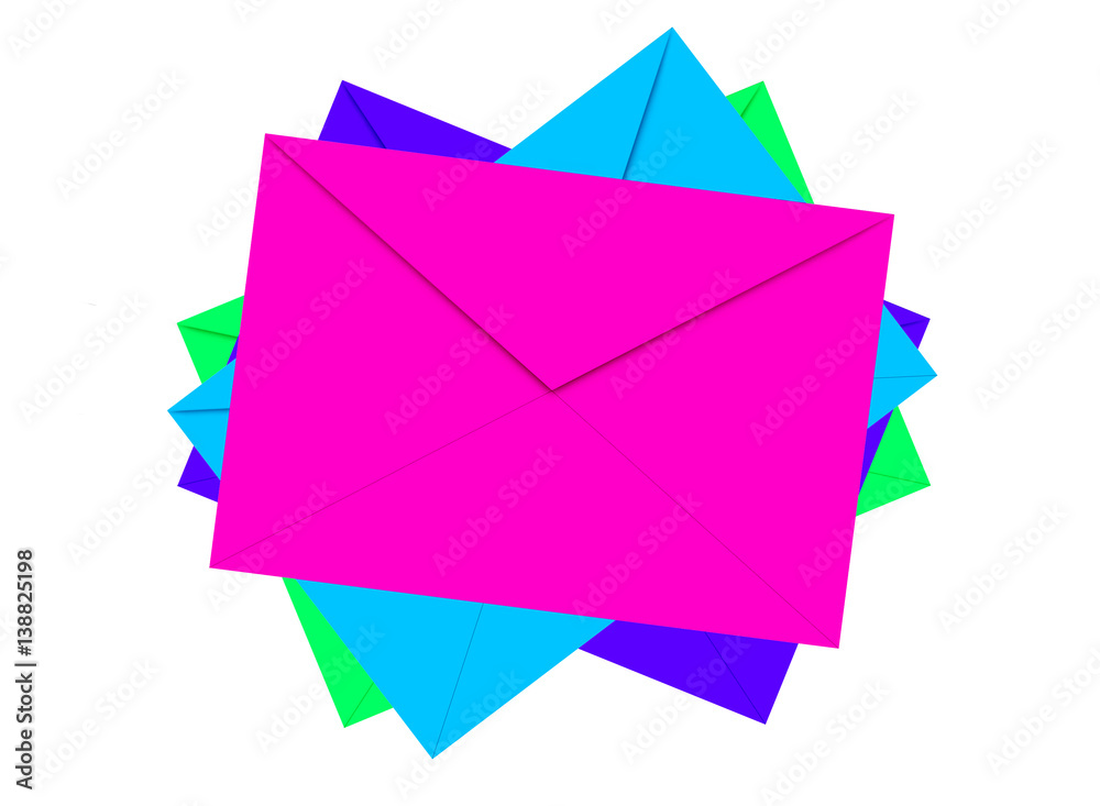 Blue and pink envelopes isolated on white Blue and pink envelopes isolated on white