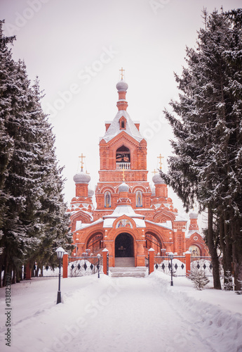 Orthodox catherdal in Russia in winter