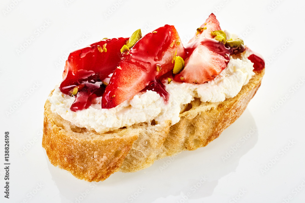 Unusual sweet canape with fresh strawberry Unusual sweet canape with fresh strawberry