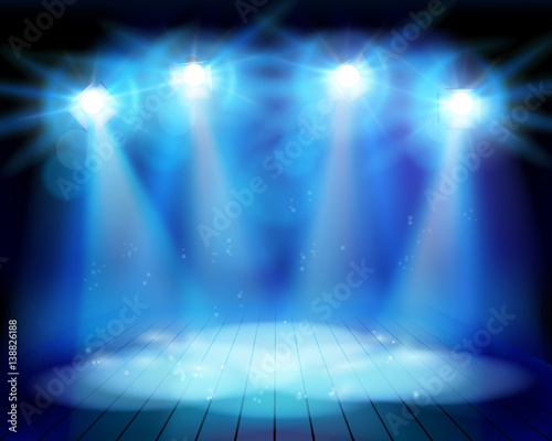 The performance on theatrical stage. Vector illustration.