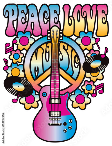 Peace-Love-Music in pink and blue.