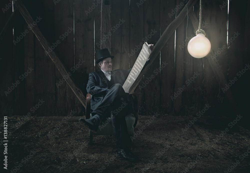 Fototapeta premium Vintage Businessman is Reading New Creative Ideas - Creative Business Ideas Concept