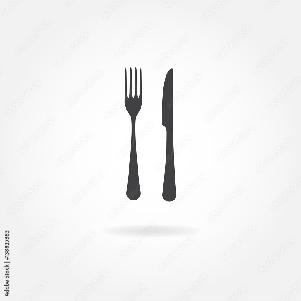 Fork and knife icon. Vector illustration in flat style. Fork and knife icon. Vector illustration in flat style.