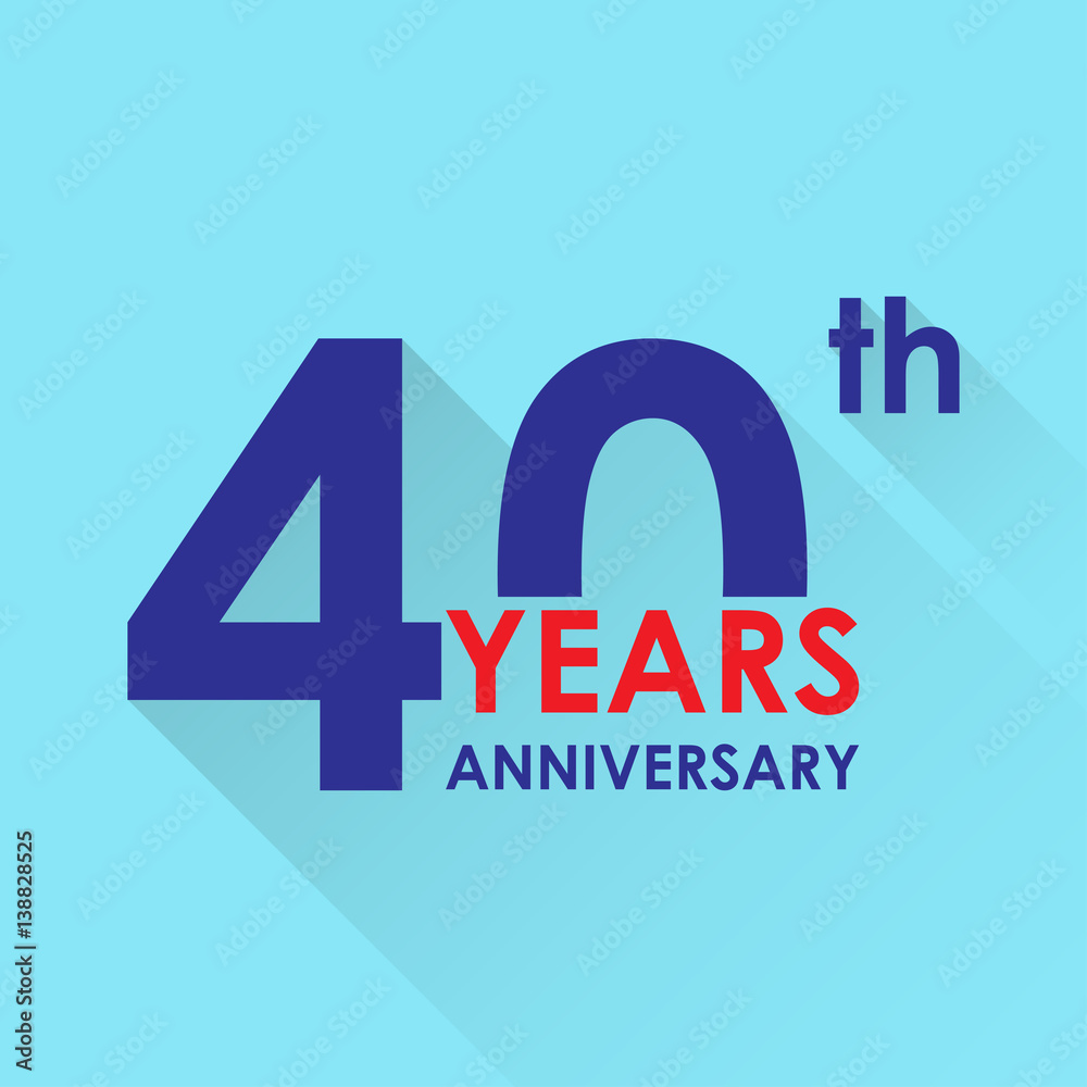 40 years anniversary icon. Invitation and congratulation design template. Flat vector illustration of 40th anniversary emblem.