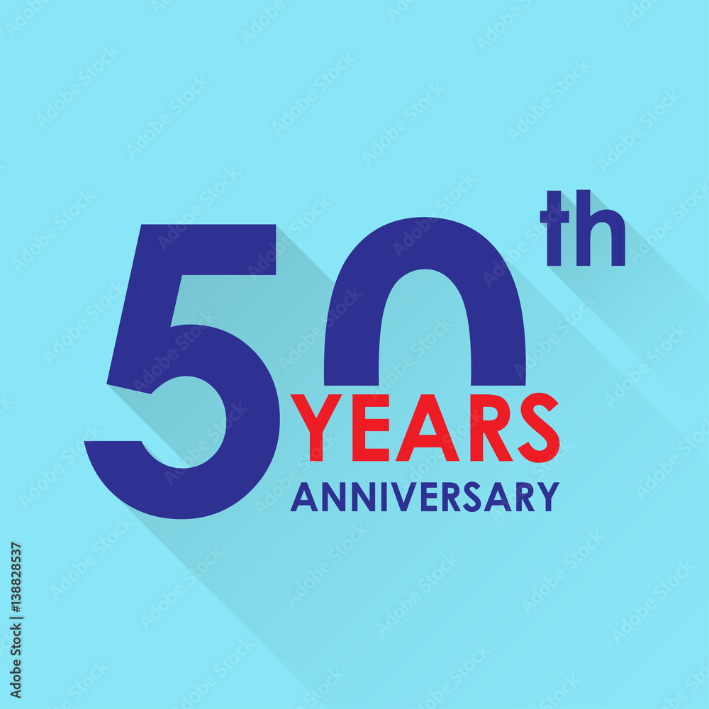 Obraz premium 50 years anniversary icon. Invitation and congratulation design template. Flat vector illustration of 50th anniversary emblem.