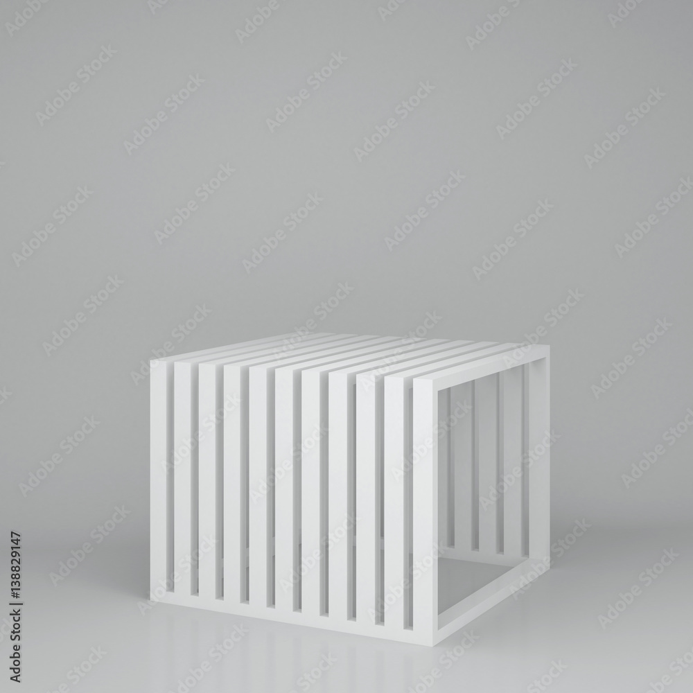 3d illustration. Isolated stand for presentation of goods in the form of cube. Structure of the square white frames. Render. 3d illustration. Isolated stand for presentation of goods in the form of cube. Structure of the square white frames. Render.
