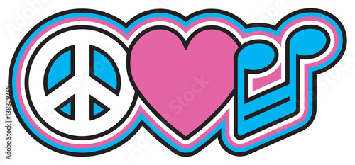 Peace Love Music in Pink and Blue